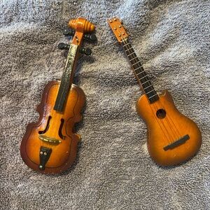 Mini Wood Decorative Violin Guitar String Instruments